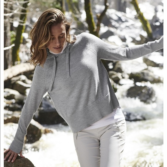 Athleta Tops - Athleta Verona Hoodie Sweater Merino Wool Grey L